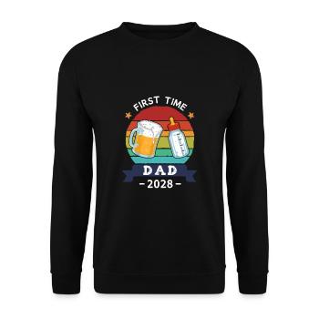 First Time Dad 2028 - Unisex Pullover - Schwarz - Vorne - Alina (178cm) & Michal (187cm)