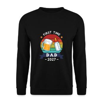 First Time Dad 2027 - Unisex Pullover - Schwarz - Vorne - Alina (178cm) & Michal (187cm)