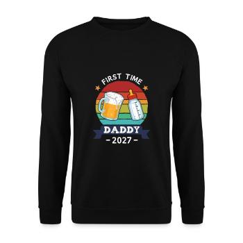 First Time Daddy 2027 - Unisex Pullover - Schwarz - Vorne - Alina (178cm) & Michal (187cm)