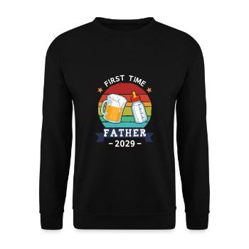 First Time Father 2029 - Unisex Pullover - Schwarz - Vorne - Alina (178cm) & Michal (187cm)