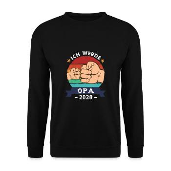 Ich werde Opa 2028 Schwangerschaft Werdender Opa - Unisex Pullover - Schwarz - Vorne - Alina (178cm) & Michal (187cm)