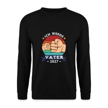 Ich werde Vater 2027 Schwangerschaft Werdender - Unisex Pullover - Schwarz - Vorne - Alina (178cm) & Michal (187cm)