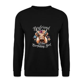 Boyfriend Of The Birthday Girl - Unisex Pullover - Schwarz - Vorne - Alina (178cm) & Michal (187cm)