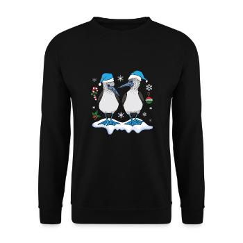 Blaufußtölpel Weihnachten - Unisex Pullover - Schwarz - Vorne - Alina (178cm) & Michal (187cm)