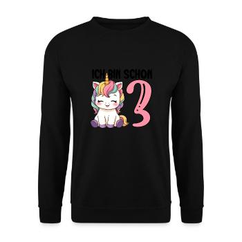 I'm Already Three Unicorn 3rd Birthday - Unisex Sweatshirt - black - Front - Alina (178cm) & Michal (187cm)