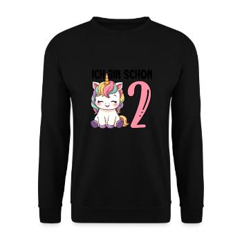 I'm already Two Unicorn 2nd Birthday - Unisex Sweatshirt - black - Front - Alina (178cm) & Michal (187cm)