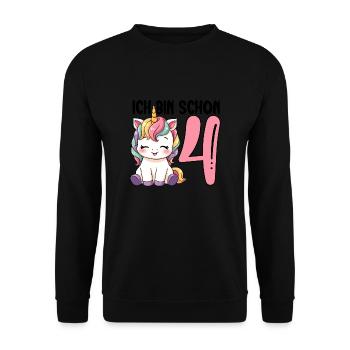 I'm Already Four Unicorn 4th Birthday - Unisex Sweatshirt - black - Front - Alina (178cm) & Michal (187cm)