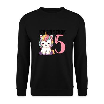 I'm Already Five Unicorn 5th Birthday - Unisex Sweatshirt - black - Front - Alina (178cm) & Michal (187cm)