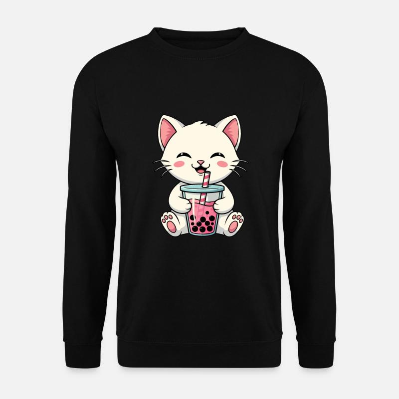 Katze Bubble Tea - Unisex Pullover - Schwarz