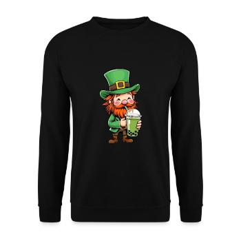 Leprechaun Bubble Tea St Patrick's Day - Unisex Sweatshirt - black - Front - Alina (178cm) & Michal (187cm)