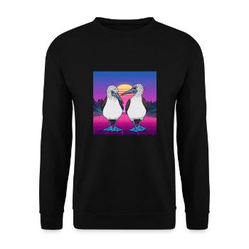 Vaporwave Seabirds Blue-footed Booby Bird - Unisex Pullover - Schwarz - Vorne - Alina (178cm) & Michal (187cm)
