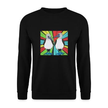 Komiker Blaufußtölpel - Unisex Pullover - Schwarz - Vorne - Alina (178cm) & Michal (187cm)