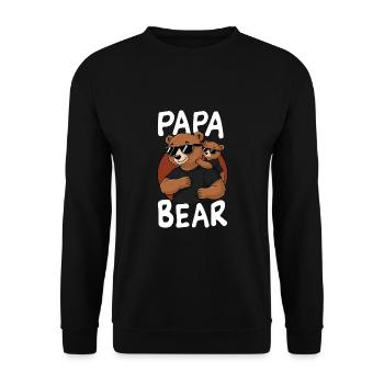 Papa Bear - Unisex Pullover - Schwarz - Vorne - Alina (178cm) & Michal (187cm)