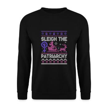 Sleigh The Patriarchy - Unisex Pullover - Schwarz - Vorne - Alina (178cm) & Michal (187cm)