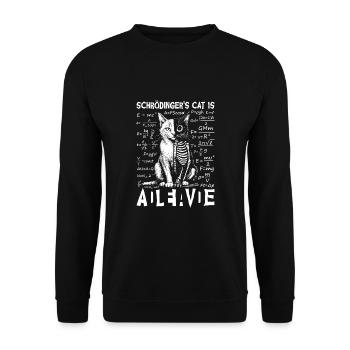 Le chat de Schrödinger mort et vif - Sweat-shirt Unisexe - noir - Devant - Alina (178cm) & Michal (187cm)