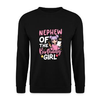 Nephew Of The Birthday Girl - Unisex Pullover - Schwarz - Vorne - Alina (178cm) & Michal (187cm)