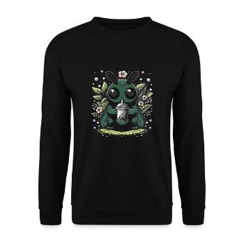 Mothman Bubble Tea - Unisex Sweatshirt - black - Front - Alina (178cm) & Michal (187cm)