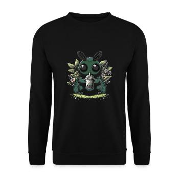 Mothman Bubble Tea - Unisex Pullover - Schwarz - Vorne - Alina (178cm) & Michal (187cm)