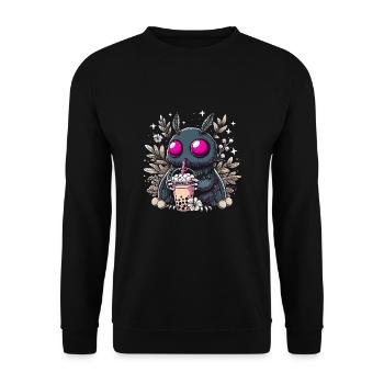 Mothman Bubble Tea - Unisex Pullover - Schwarz - Vorne - Alina (178cm) & Michal (187cm)