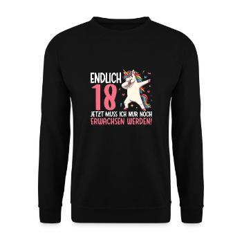 Finally 18 Now just growing up - Unisex Sweatshirt - black - Front - Alina (178cm) & Michal (187cm)