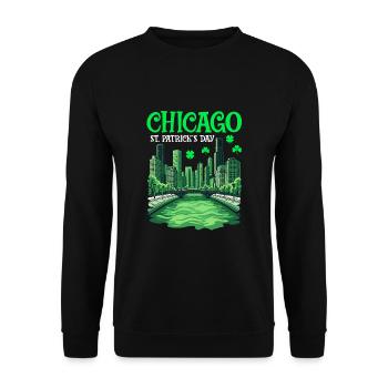 Rivière Chicago Fête de la Saint-Patrick - Sweat-shirt Unisexe - noir - Devant - Alina (178cm) & Michal (187cm)
