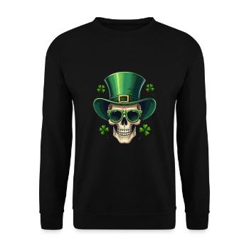 St Patrick's Day Irish Skull - Unisex Sweatshirt - black - Front - Alina (178cm) & Michal (187cm)
