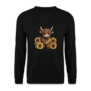 Vache Highland mignonne - Sweat-shirt Unisexe - noir - Devant - Alina (178cm) & Michal (187cm)