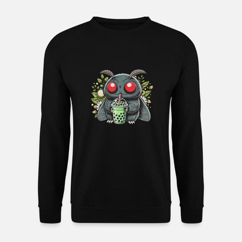 Mothman Drinking Bubble Tea - Unisex Pullover - Schwarz