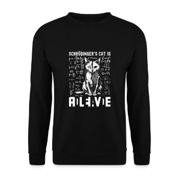 Le chat de Schrödinger mort et vif - Sweat-shirt Unisexe - noir - Devant - Alina (178cm) & Michal (187cm)