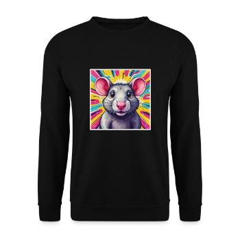 Pop Art Rat - Unisex Sweatshirt - black - Front - Alina (178cm) & Michal (187cm)