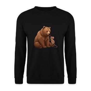 Bär und Maus Best Friend Best Buddy - Unisex Pullover - Schwarz - Vorne - Alina (178cm) & Michal (187cm)
