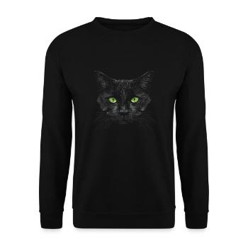 Black Cat Green Eyes - Unisex Sweatshirt - black - Front - Alina (178cm) & Michal (187cm)