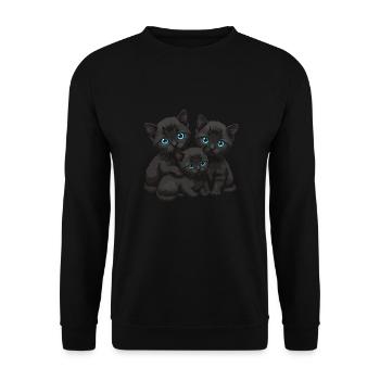 Blue Eyes Three Cats - Unisex Sweatshirt - black - Front - Alina (178cm) & Michal (187cm)