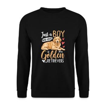 Just A Boy Who Loves Golden Retrievers - Unisex Pullover - Schwarz - Vorne - Alina (178cm) & Michal (187cm)