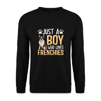 Juste un garçon qui aime les Frenchies - Sweat-shirt Unisexe - noir - Devant - Alina (178cm) & Michal (187cm)
