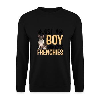 Juste un garçon qui aime les Frenchies - Sweat-shirt Unisexe - noir - Devant - Alina (178cm) & Michal (187cm)