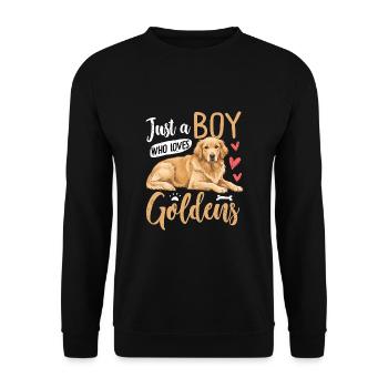 Just A Boy Who Loves Goldens - Unisex Sweatshirt - black - Front - Alina (178cm) & Michal (187cm)