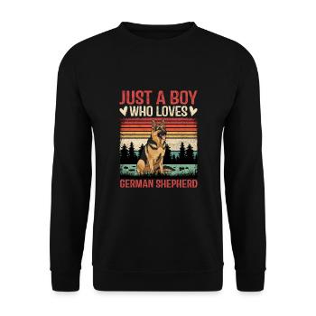 Just A Boy Who Loves German Shepherd - Unisex Pullover - Schwarz - Vorne - Alina (178cm) & Michal (187cm)