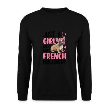 Juste une fille qui aime les bouledogues français - Sweat-shirt Unisexe - noir - Devant - Alina (178cm) & Michal (187cm)