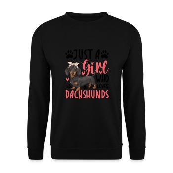 Just A Girl Who Loves Dachshunds - Unisex Pullover - Schwarz - Vorne - Alina (178cm) & Michal (187cm)