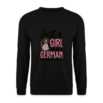 Just A Girl Who Loves German Shorthaired Pointers - Unisex Pullover - Schwarz - Vorne - Alina (178cm) & Michal (187cm)