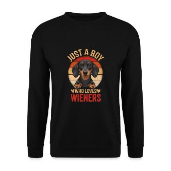 Just a Boy Who Loves Wieners - Unisex Sweatshirt - black - Front - Alina (178cm) & Michal (187cm)
