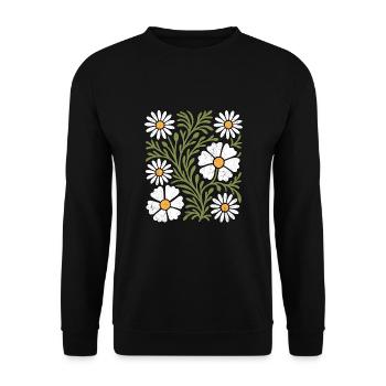 Boho Gänseblümchen - Unisex Pullover - Schwarz - Vorne - Alina (178cm) & Michal (187cm)