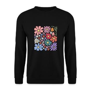 Colorful Flowers Nature Wildflowers - Unisex Sweatshirt - black - Front - Alina (178cm) & Michal (187cm)