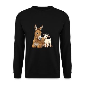 Esel und Ziege - Unisex Pullover - Schwarz - Vorne - Alina (178cm) & Michal (187cm)