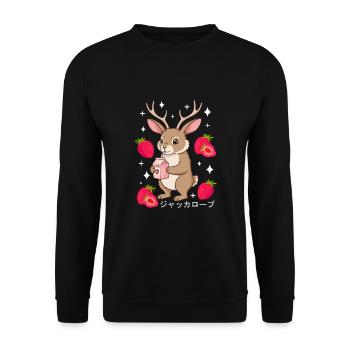 Jackalope Strawberry Milkshake - Unisex Sweatshirt - black - Front - Alina (178cm) & Michal (187cm)