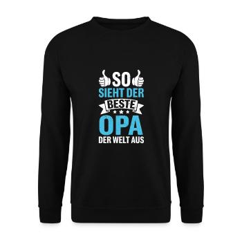 So Sieht Der Beste Opa Der Welt Aus - Unisex Pullover - Schwarz - Vorne - Alina (178cm) & Michal (187cm)