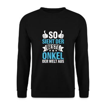 So Sieht Der Beste Onkel Der Welt Aus - Unisex Pullover - Schwarz - Vorne - Alina (178cm) & Michal (187cm)