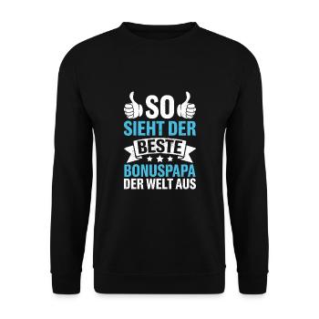 This is what the best bonus dad in the world looks like - Unisex Sweatshirt - black - Front - Alina (178cm) & Michal (187cm)