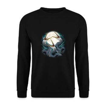 Drei Blaureiher Mond Heulen - Unisex Pullover - Schwarz - Vorne - Alina (178cm) & Michal (187cm)